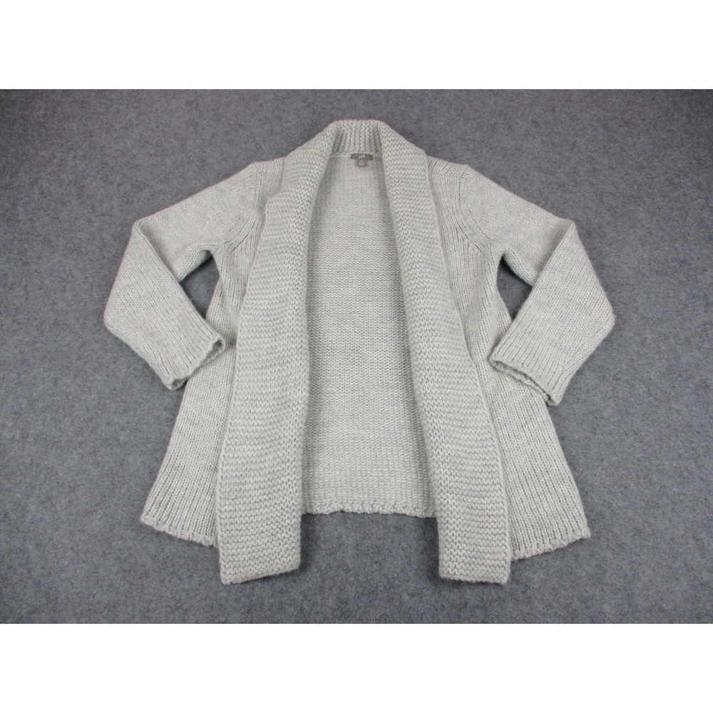 J Jill Cardigan Sweater Womens Petite Small Gray Alpaca Blend Chunky Knit Open